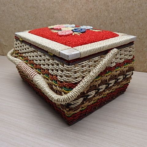 昭和レトロ＞裁縫箱 ソーイングバッグ バスケット - メルカリ