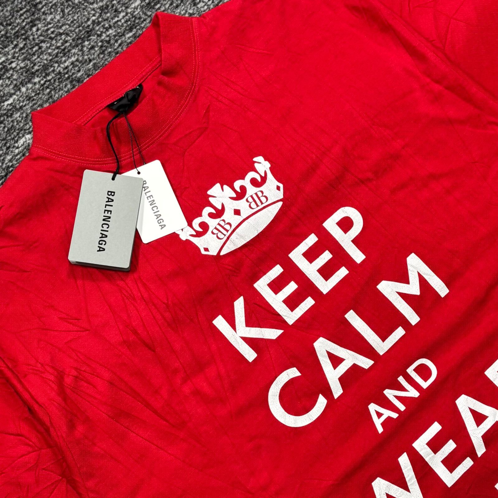 未使用品 BALENCIAGA KEEP CALM T-SHIRT RED UNISEX 1 バレンシアガ T