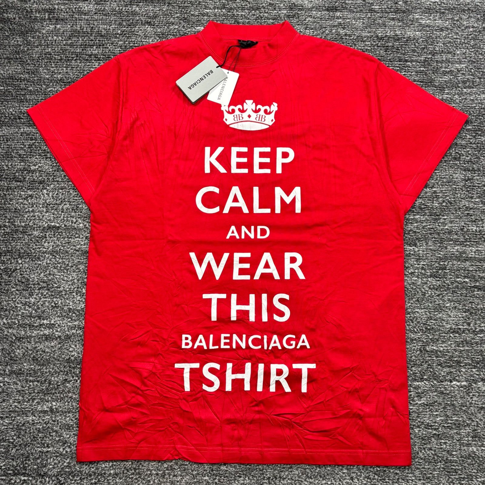 未使用品 BALENCIAGA KEEP CALM T-SHIRT RED UNISEX 1 バレンシアガ T