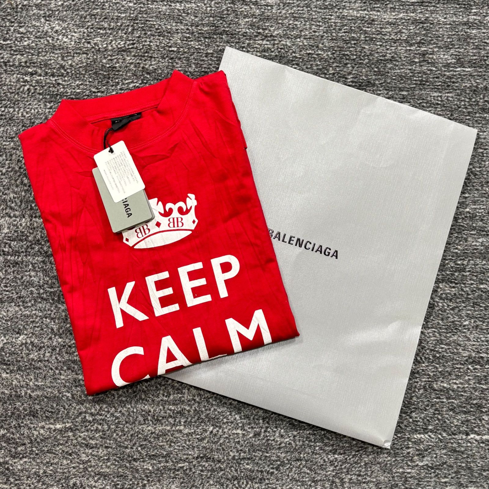 未使用品 BALENCIAGA KEEP CALM T-SHIRT RED UNISEX 1 バレンシアガ T