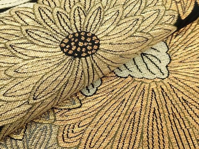 平和屋着物○極上 1854年創業 帯屋捨松 六通柄袋帯 蒔絵菊紋 黒地 金糸 