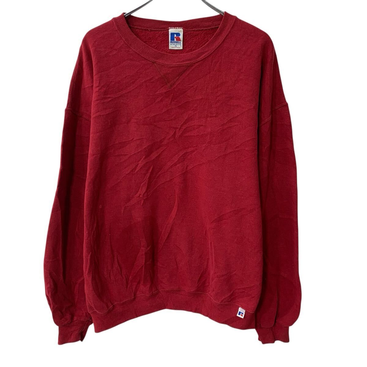 90s～ メキシコ製 RUSSELL ATHLETIC 無地スウェット XL レッド 