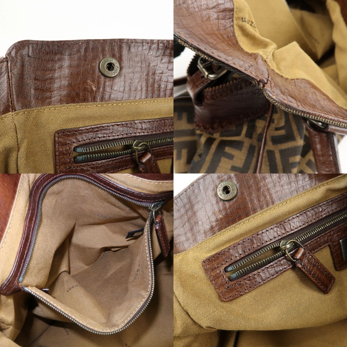 【やや使用感あり】 Fendi フェンディ Zucca ズッカ エトニコ ショルダーバッグ 8BN162 ブラウン／キャンバス×レザー やや使用感あり】 Fendi フェンディ Zucca ズッカ エトニコ ショルダー