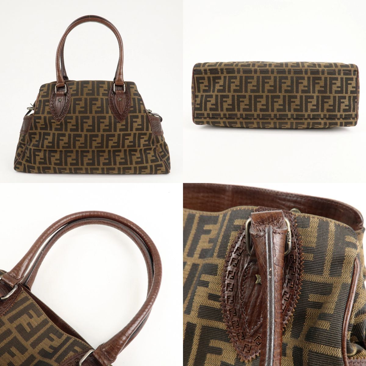 【やや使用感あり】 Fendi フェンディ Zucca ズッカ エトニコ ショルダーバッグ 8BN162 ブラウン／キャンバス×レザー やや使用感あり】 Fendi フェンディ Zucca ズッカ エトニコ ショルダー
