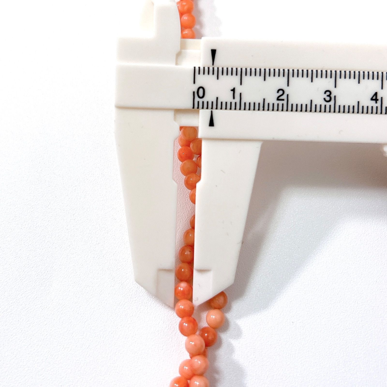 桃珊瑚 38.42g 4mm ネックレス 2連 コーラル ピンクサンゴ ラウンド 丸 