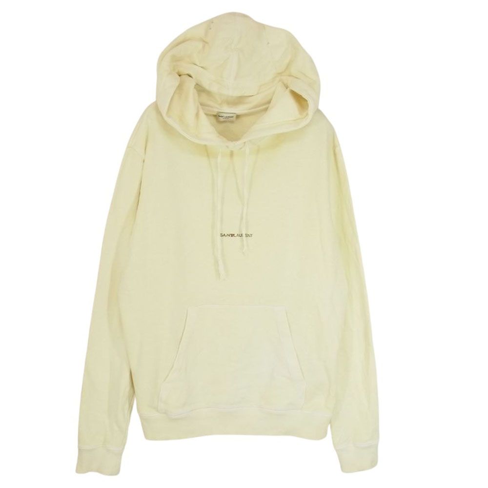 SAINT LAURENT サンローラン 39TZ 557555 YB2YE 7440 PARIS パリ フロントロゴ ユーズド加工 プルオーバー パーカー イエロー系 S【中古】 SAINT LAURENT サンローラン 39TZ 557555 YB2YE 7440 PARIS パリ