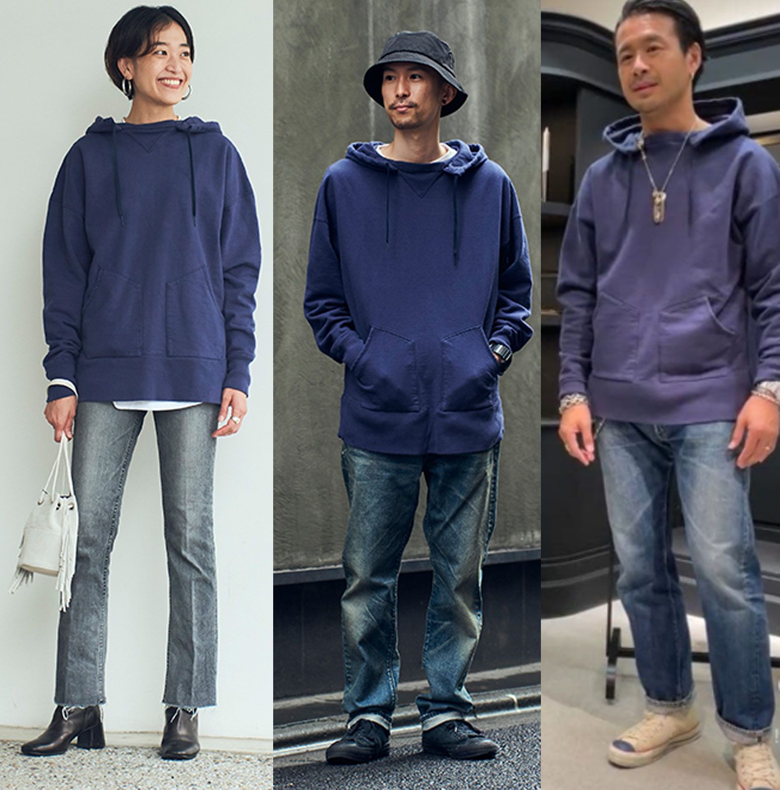 YANUKヤヌーク×藤原裕□美品 日本製 Vintage Hoodie S ナス紺 1940 