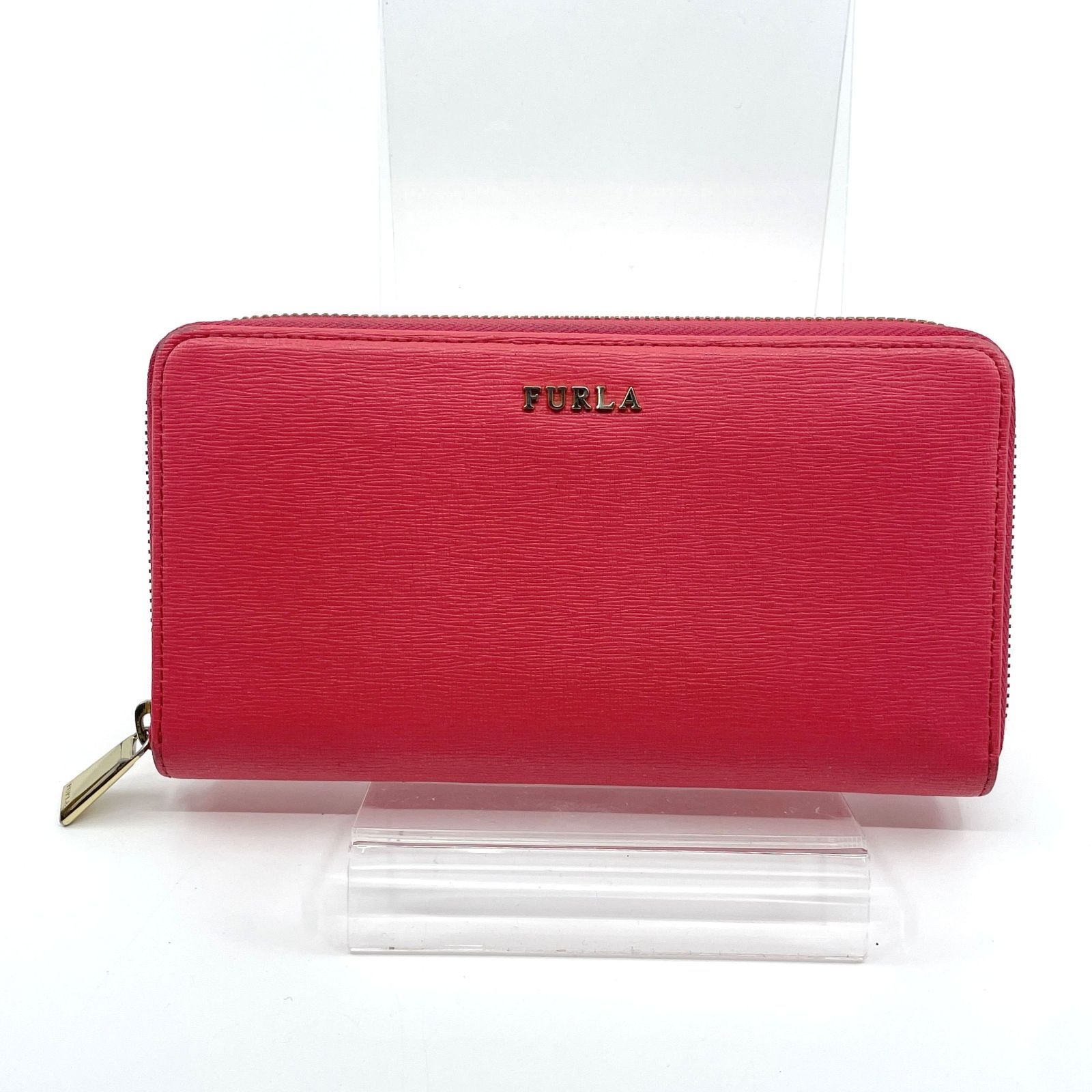 FURLA フルラ ラウンドファスナー長財布 ピンク ロゴ レディース 