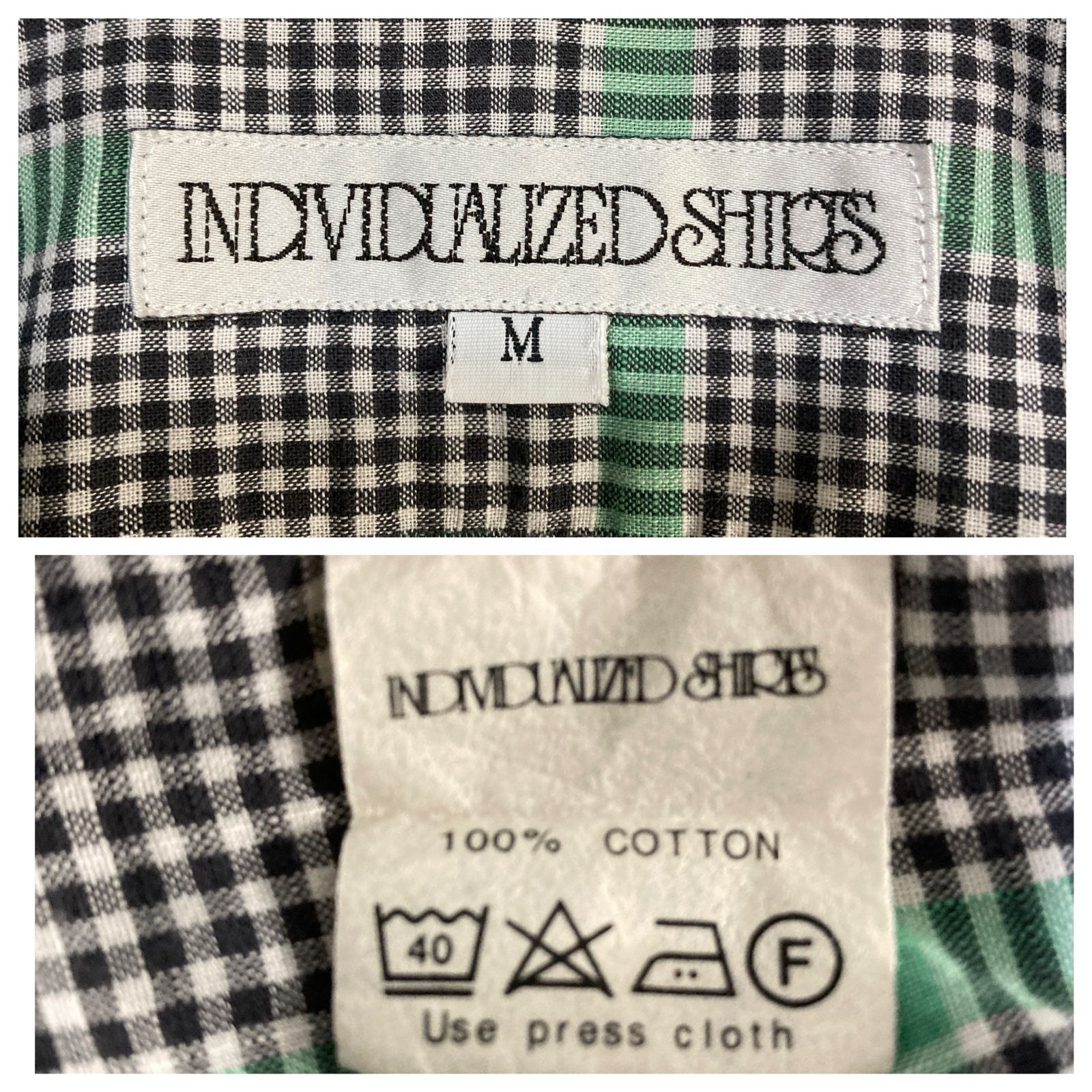 USA製 INDIVIDUALIZED SHIRTS インディヴィジュアライズド シャツ 半袖 オープンカラーシャツ チェック  M