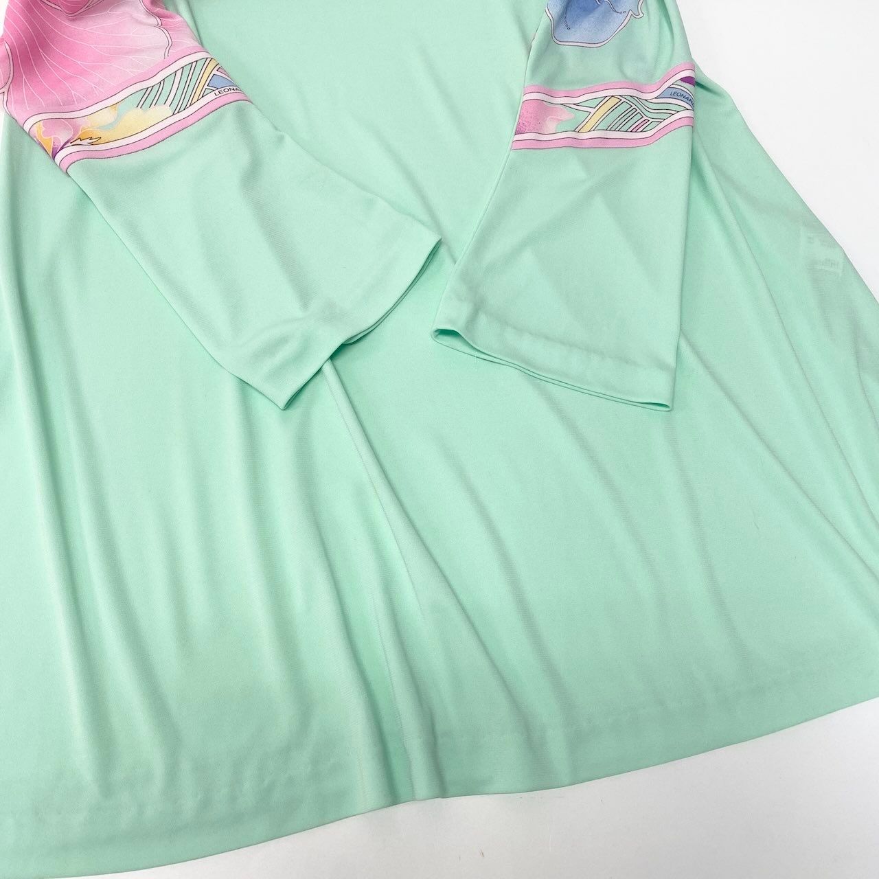 78d9 LEONARD レオナール ロングスリーブワンピース カンカン素材