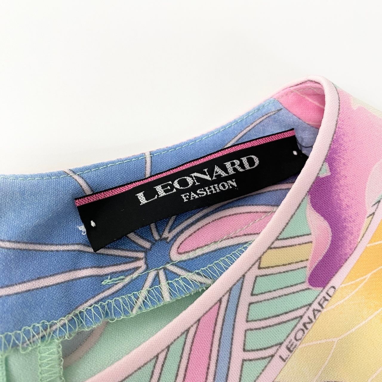 78d9 LEONARD レオナール ロングスリーブワンピース カンカン素材