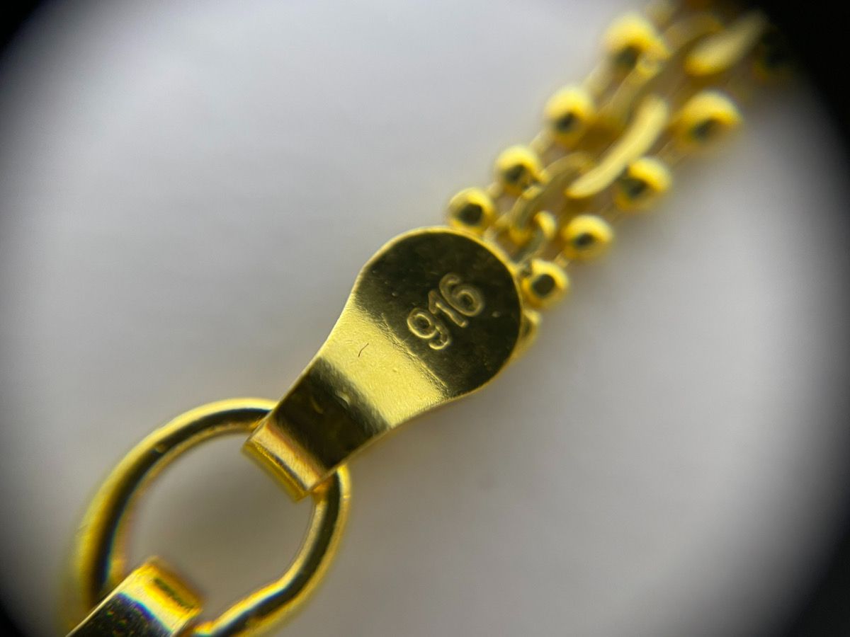 金性調べ済み】916刻印 K22 22金 イエロー ゴールド ボール チェーン