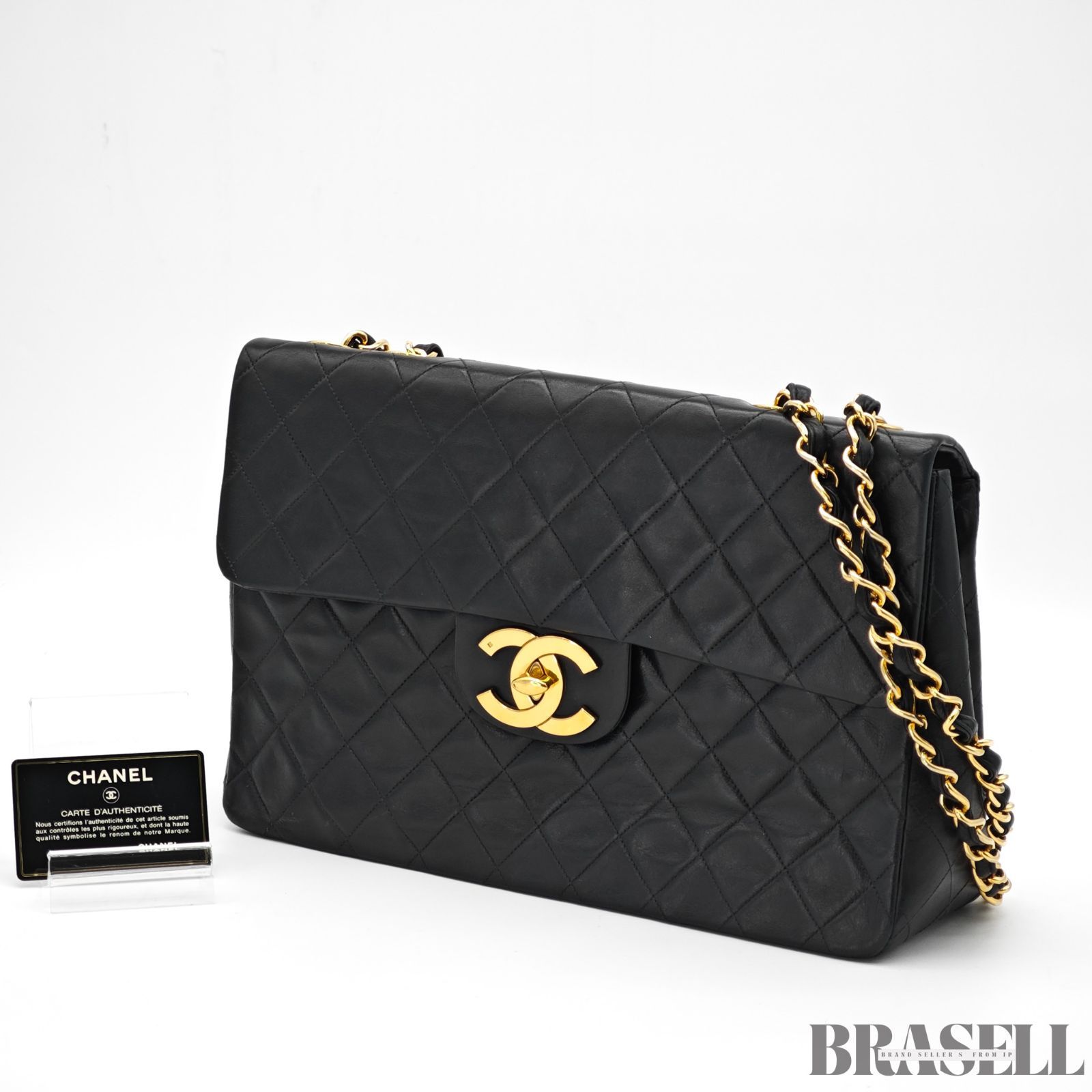CHANEL デカマトラッセ34 バッグ ハンドバッグ ブラック レディース