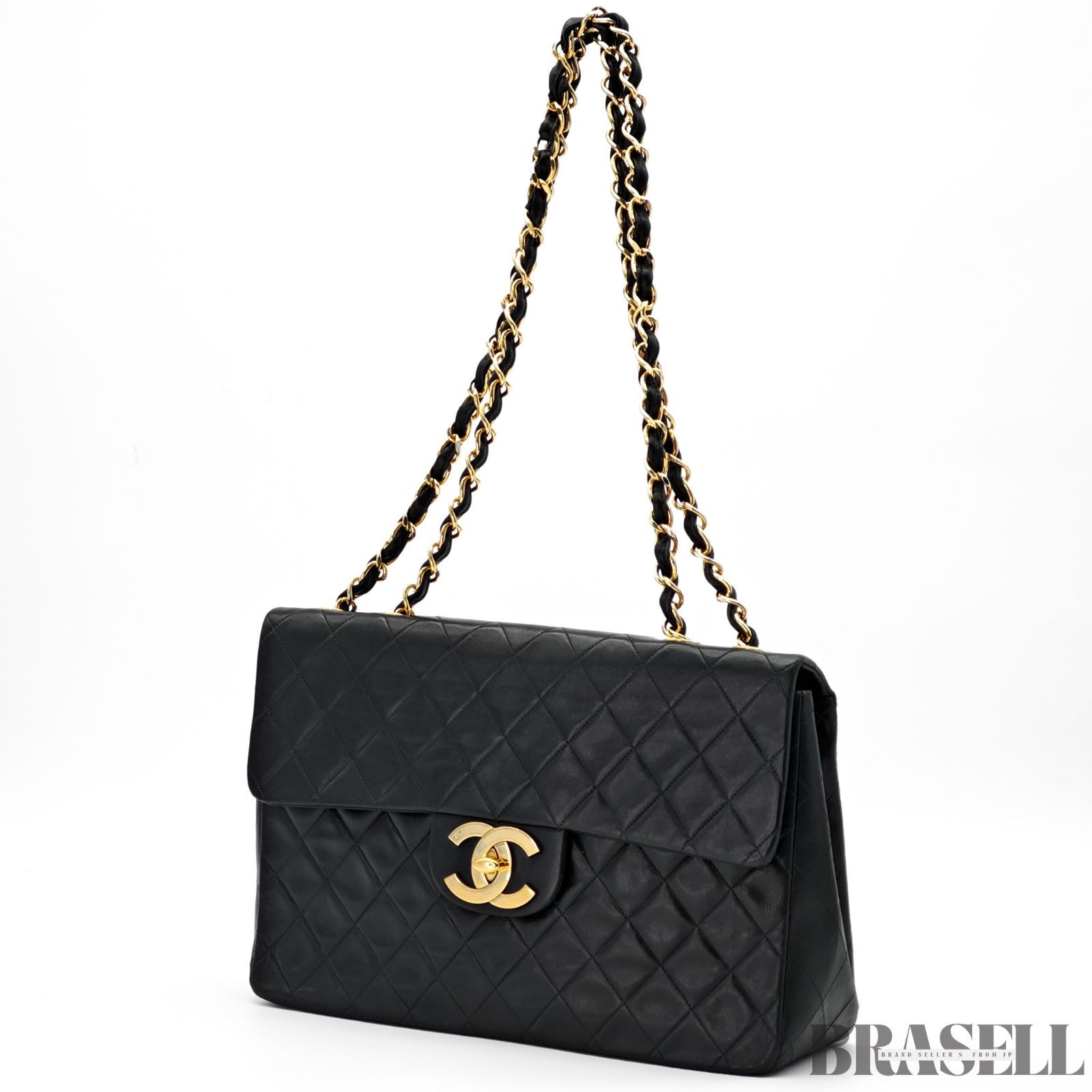 CHANEL デカマトラッセ34 バッグ ハンドバッグ ブラック レディース