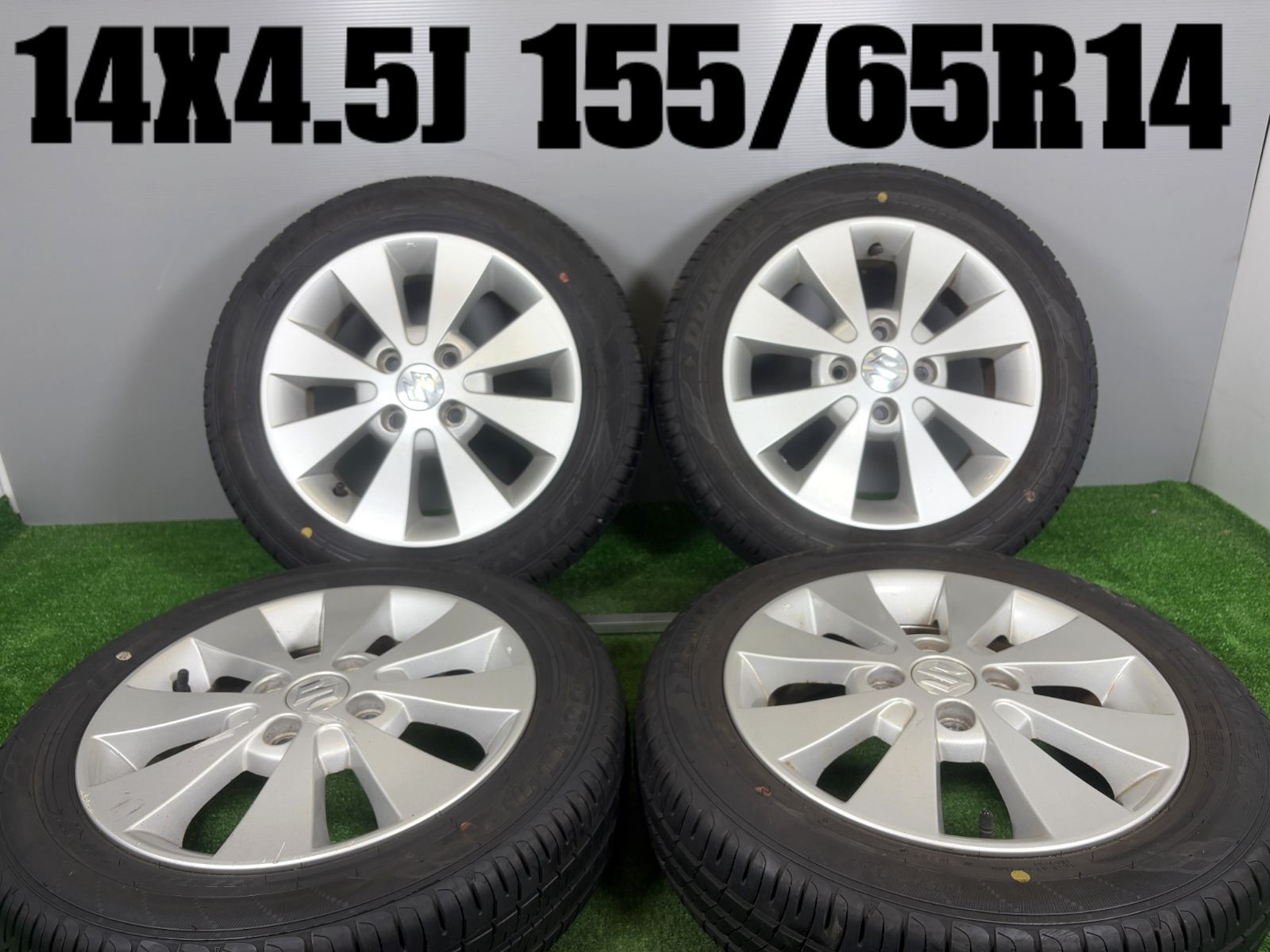 送料無料☆14x4.5J +45 4穴 PCD100 155/65R14 ダンロップ EC204 4本 
