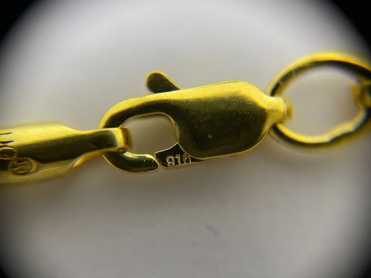 k22 916刻印 ネックレス アクセサリー 金性調べ済み】916刻印 K22 22金 イエロー ゴールド 蛇腹 チェーン