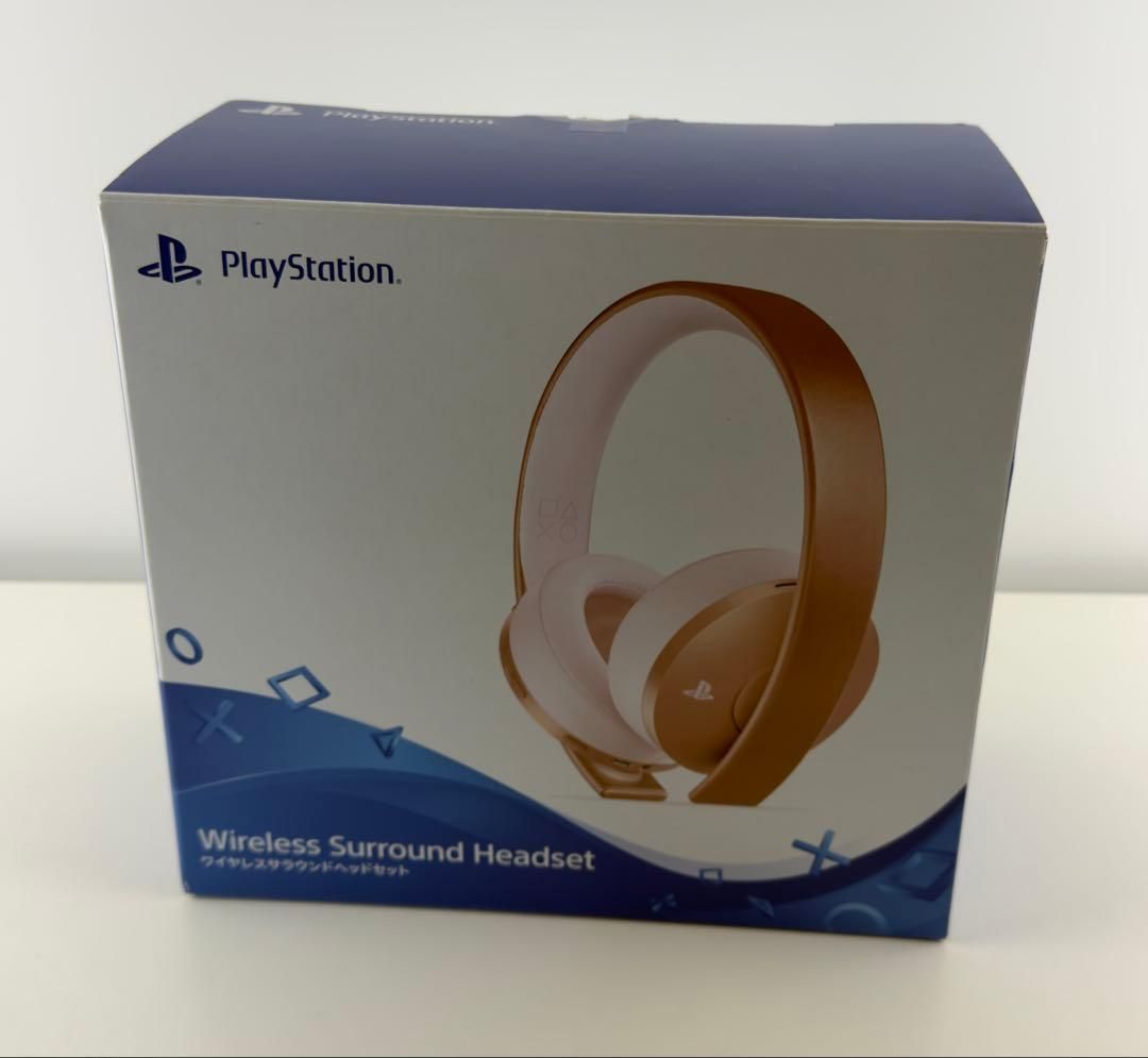 PS4 CUHJ-15007J3 ヘッドセット 新品 ほぼ新品 PS4 ワイヤレスサラウンドヘッドセット ローズゴールド 純正