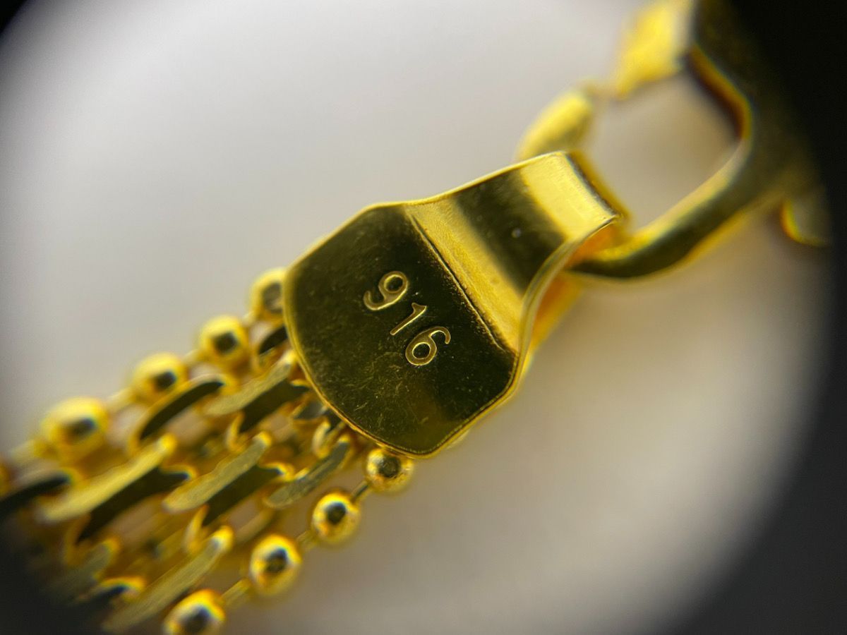 金性調べ済み】916刻印 K22 22金 イエロー ゴールド ボール チェーン