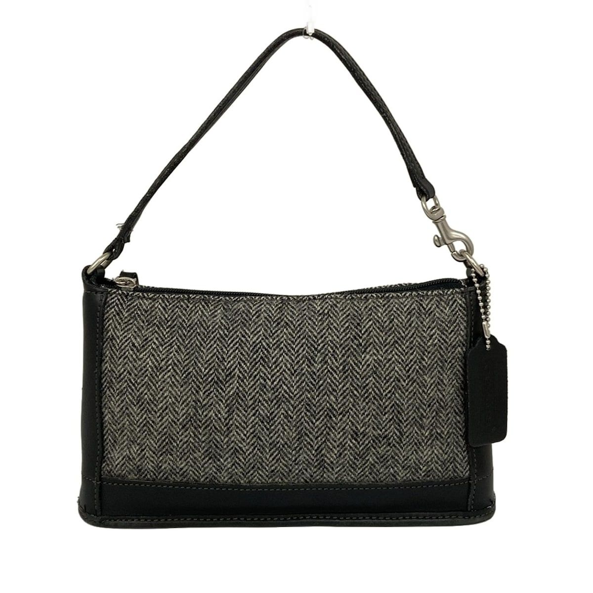 COACH(コーチ) ハンドバッグ - 6112 グレー×黒 ヘリンボーン ウール 