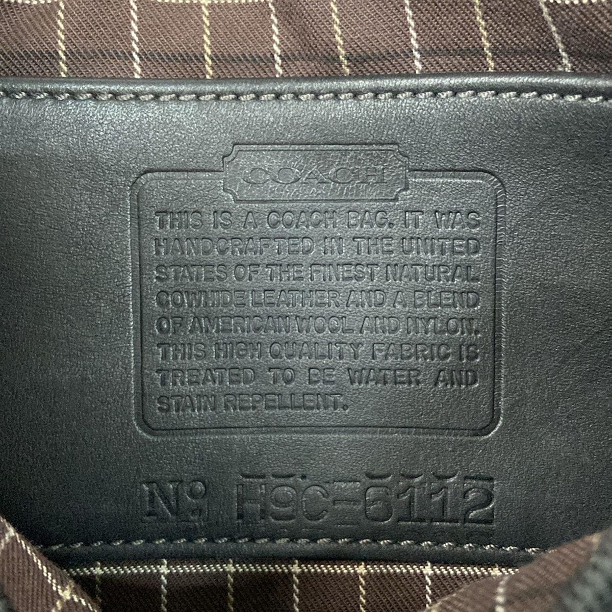 COACH(コーチ) ハンドバッグ - 6112 グレー×黒 ヘリンボーン ウール 