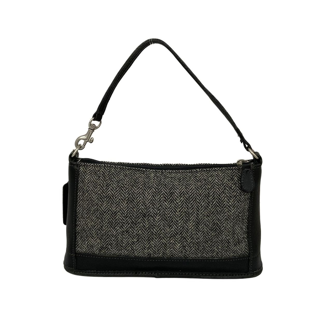 COACH(コーチ) ハンドバッグ - 6112 グレー×黒 ヘリンボーン ウール 