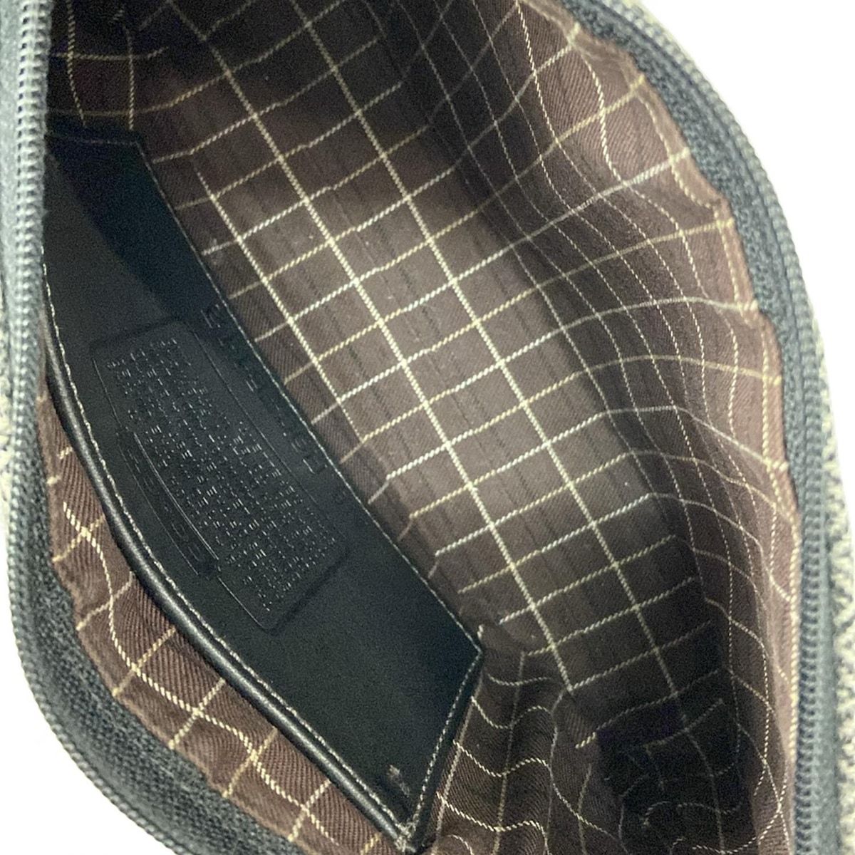 COACH(コーチ) ハンドバッグ - 6112 グレー×黒 ヘリンボーン ウール 