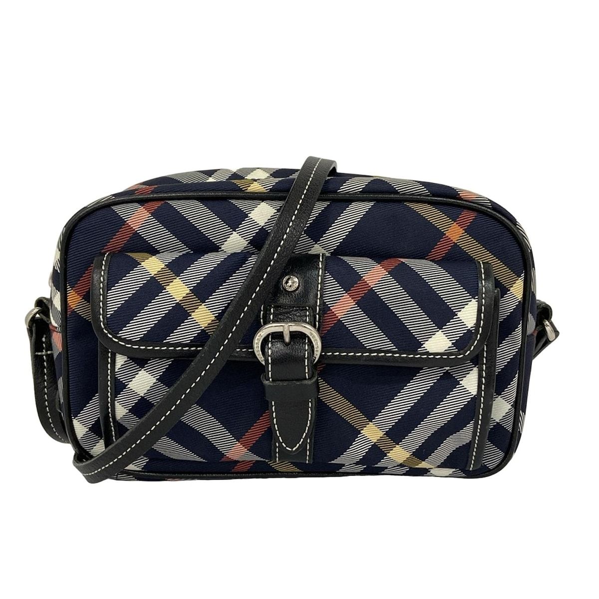 バーバリー Burberry ネイビー ショルダーバッグ チェック柄ストラップ