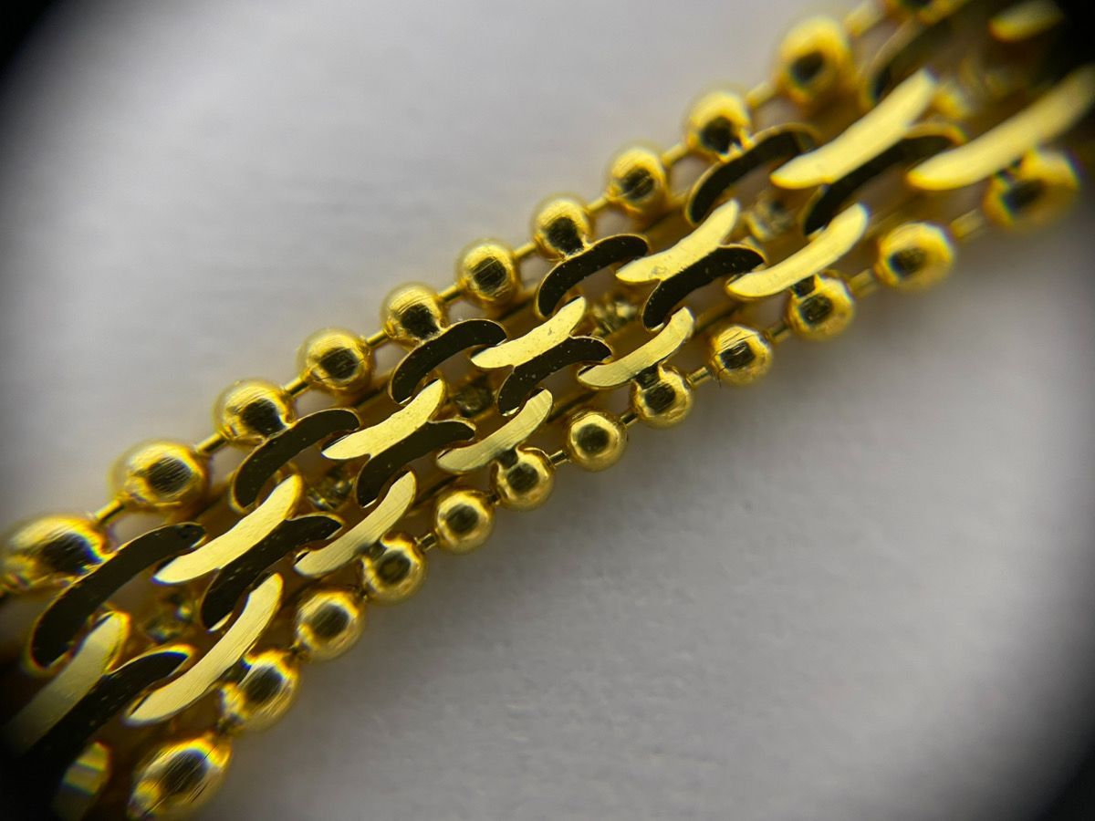 金性調べ済み】916刻印 K22 22金 イエロー ゴールド ボール チェーン