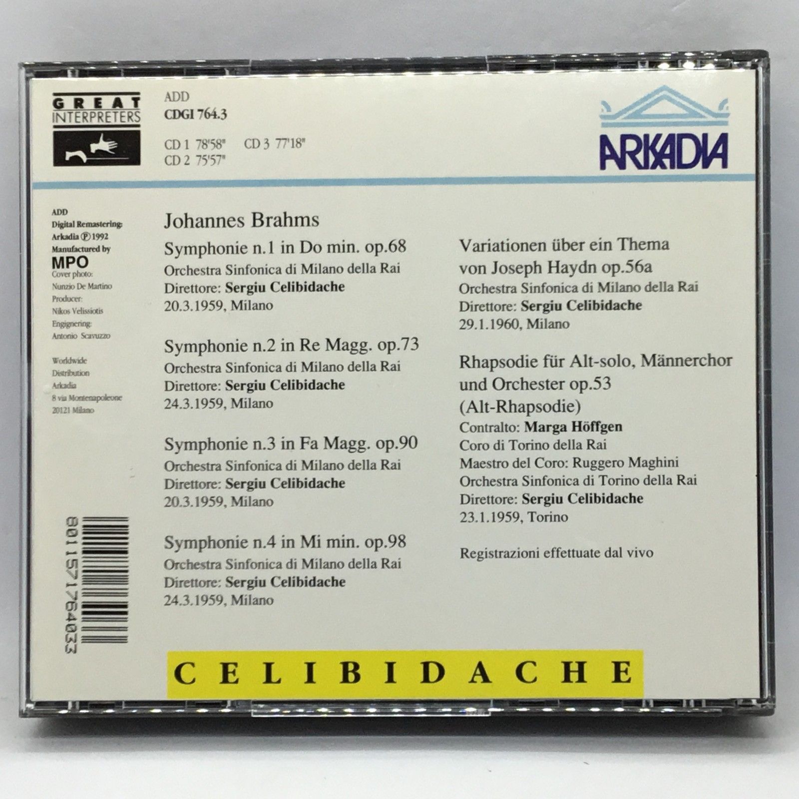 △ Celibidache / Brahms: 4 Symphonien, Haydn variations (3CD