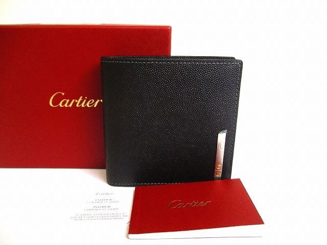 カルティエ Cartier サントス ドゥ カルティエ グレインレザー 2つ折り 