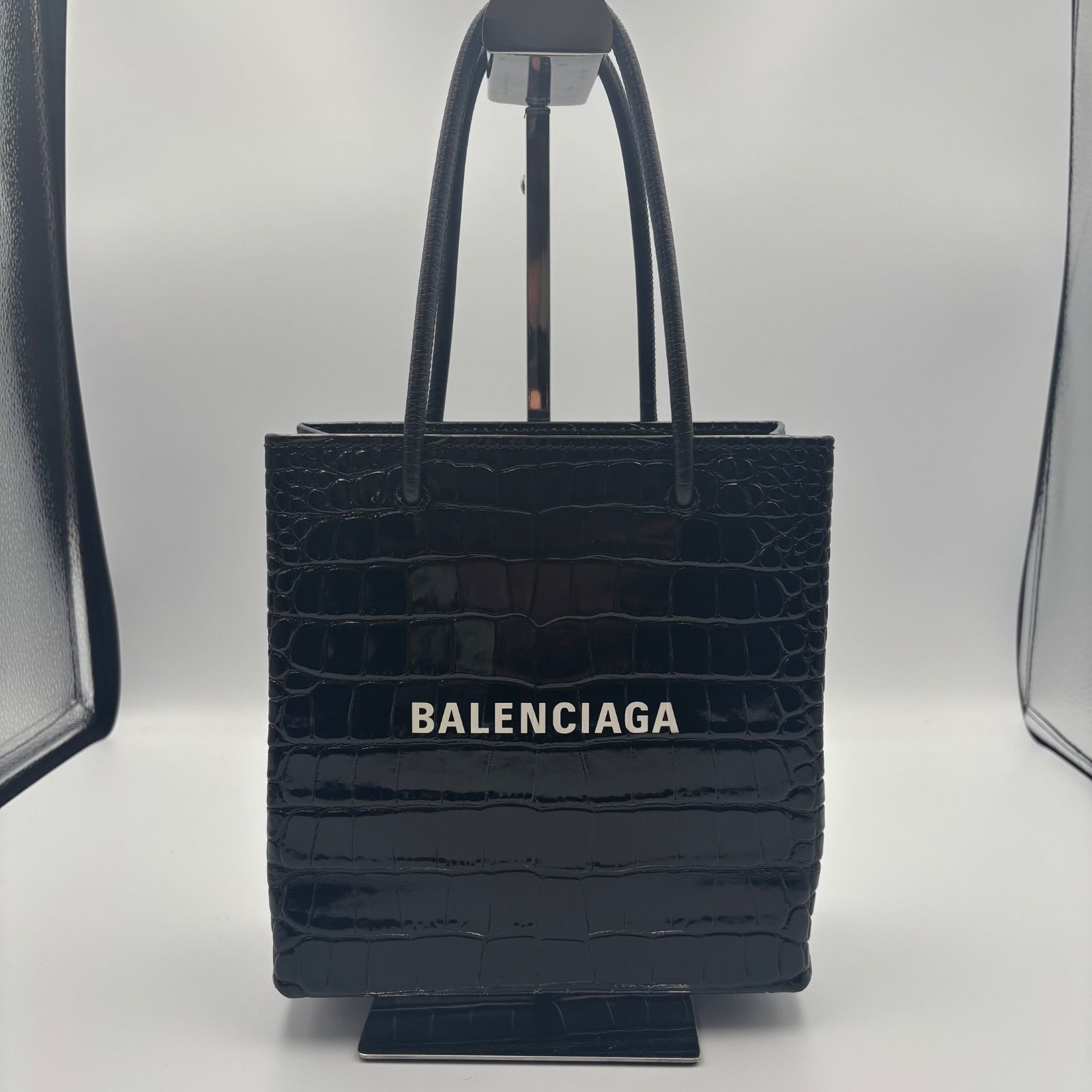 極美品　バレンシアガ　ショッピングトート　クロコ型押し