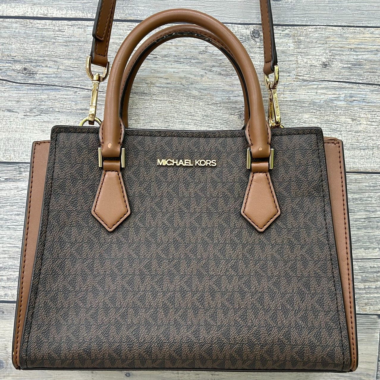 加】MICHAEL KORS 2way ハンド ショルダー バッグ シグネチャー 
