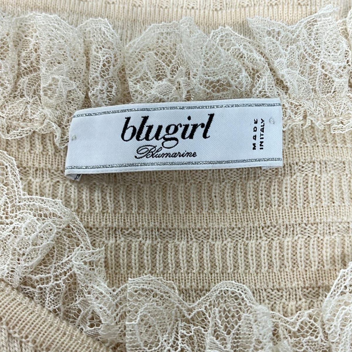 BLUGiRL BLUMARINE(ブルーガールブルマリン) カーディガン サイズI 40 レディース美品  ベージュ ニット/レース BLUGiRL BLUMARINE(ブルーガールブルマリン) カーディガン サイズI 40