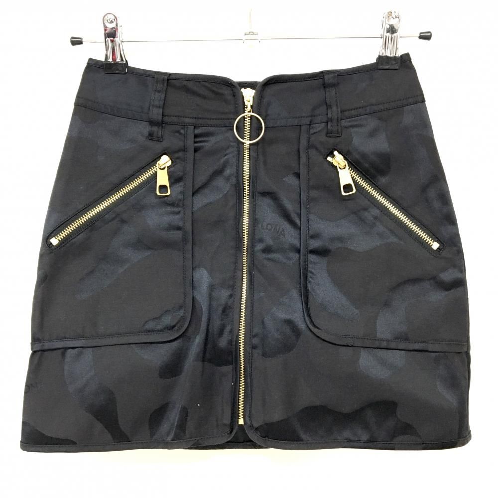 【未使用品】MARK&LONA 黒 スカル ゴルフスカート カモフラ 迷彩 美品】マークアンドロナ スカート 黒 迷彩 カモフラ スカル レディース