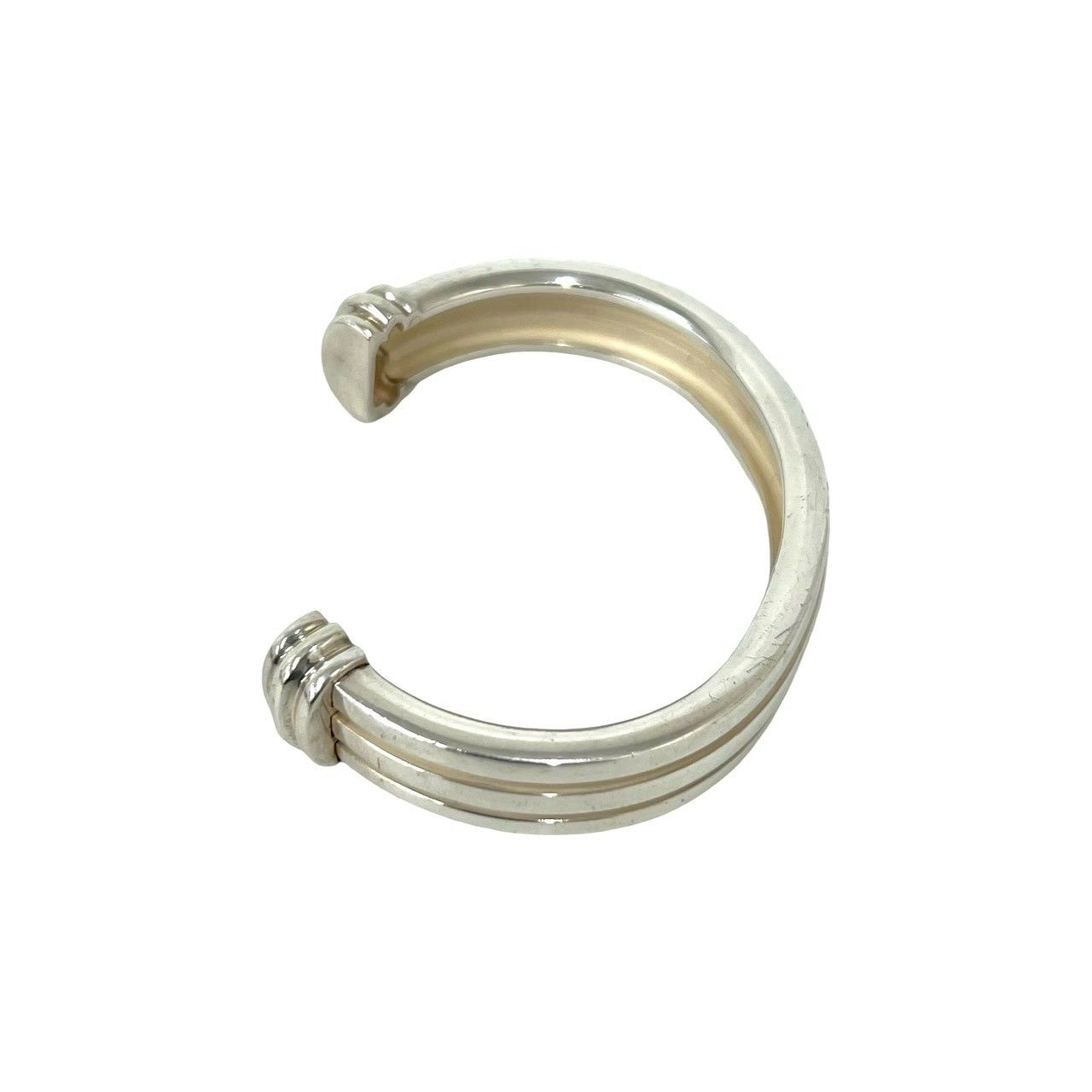 極 美品 TIFFANY&Co. ティファニー グルーブド カフ バングル シルバー 