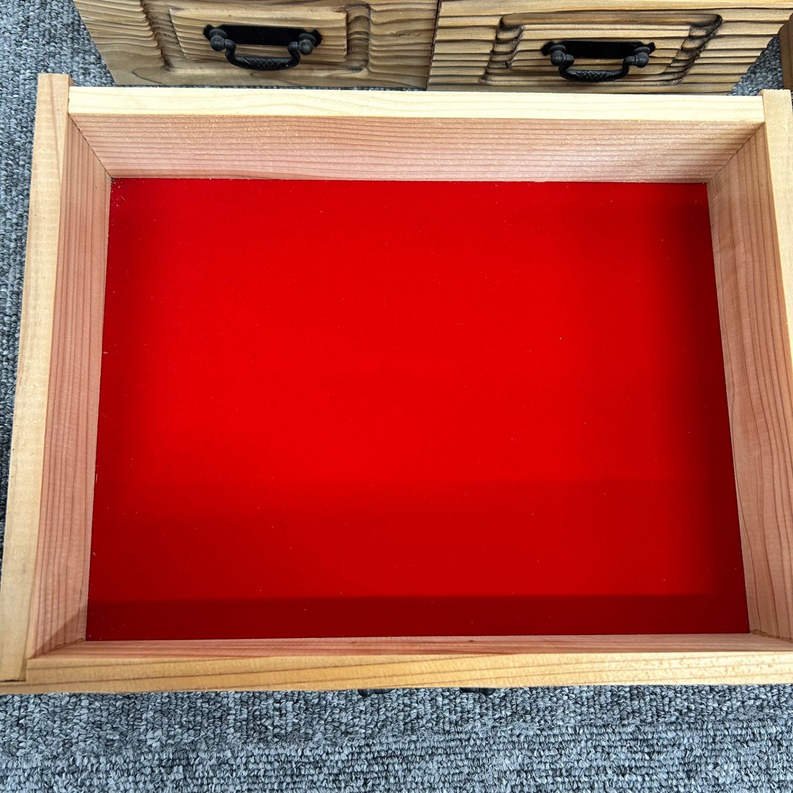 木製 焼杉 ミニ箪笥 薬箱 小物入れ 昭和レトロ 引き出し多め 木目が