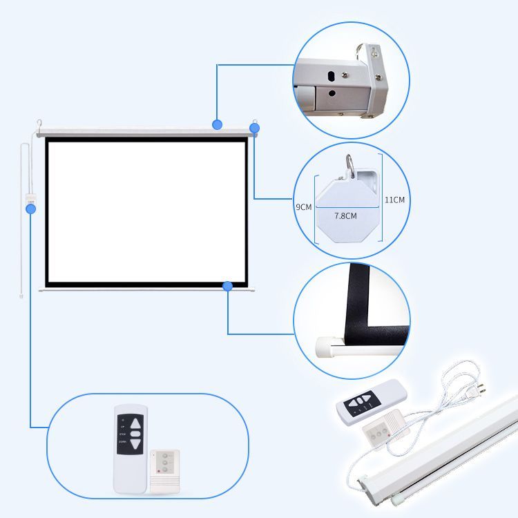 プロジェクタースクリーン 100インチ 16:9 電動 吊り下げ式 スクリーン