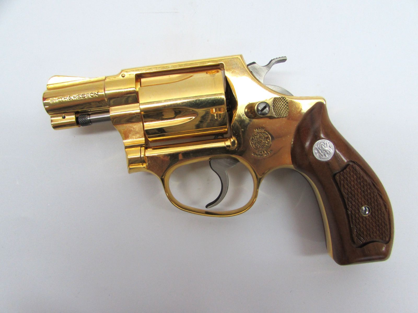 SMG規格 美品 KOKUSAI コクサイ Smith & Wesson スミスウィルソン M36 ウッドグリップ 木グリ ゴールドメッキ塗装 シリンダー封鎖 保I