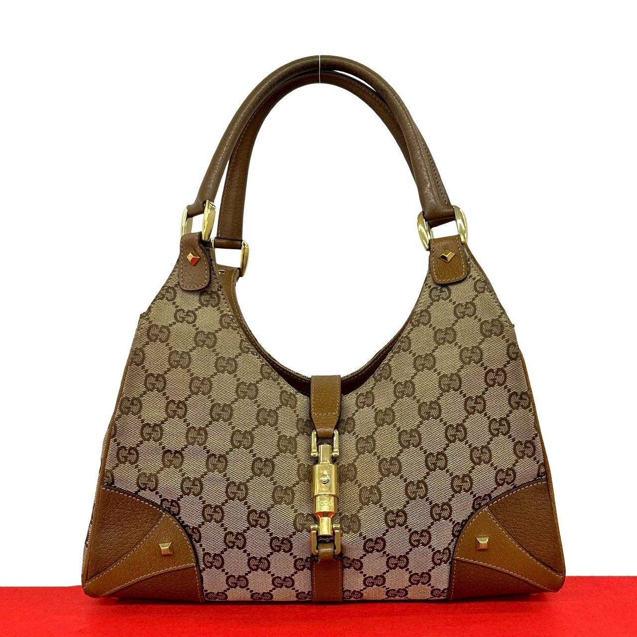 極 美品 GUCCI グッチ ニュージャッキー GGキャンバス レザー ワン 