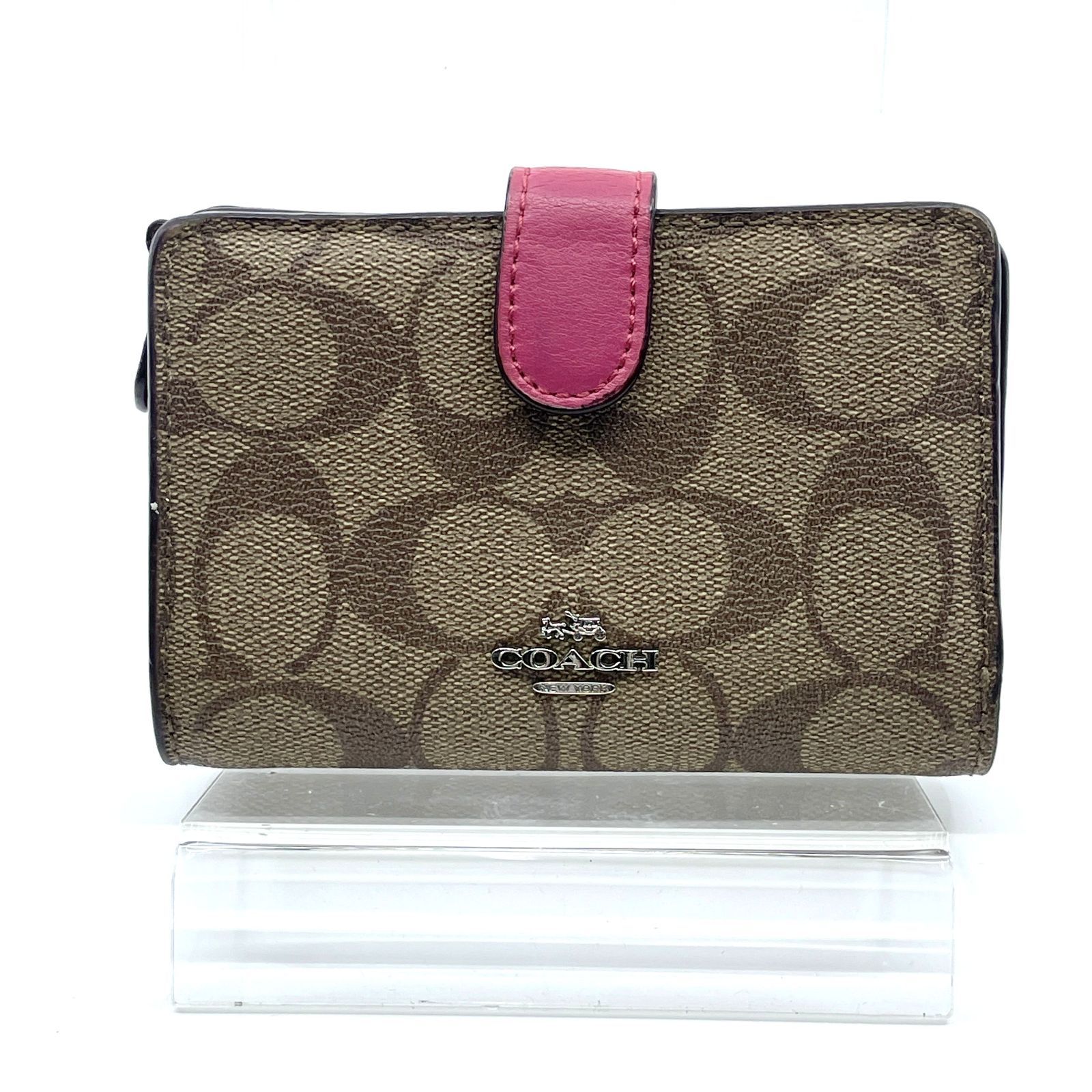 COACH コーチ L字ファスナー 財布 シグネチャー コンパクト ベージュ 