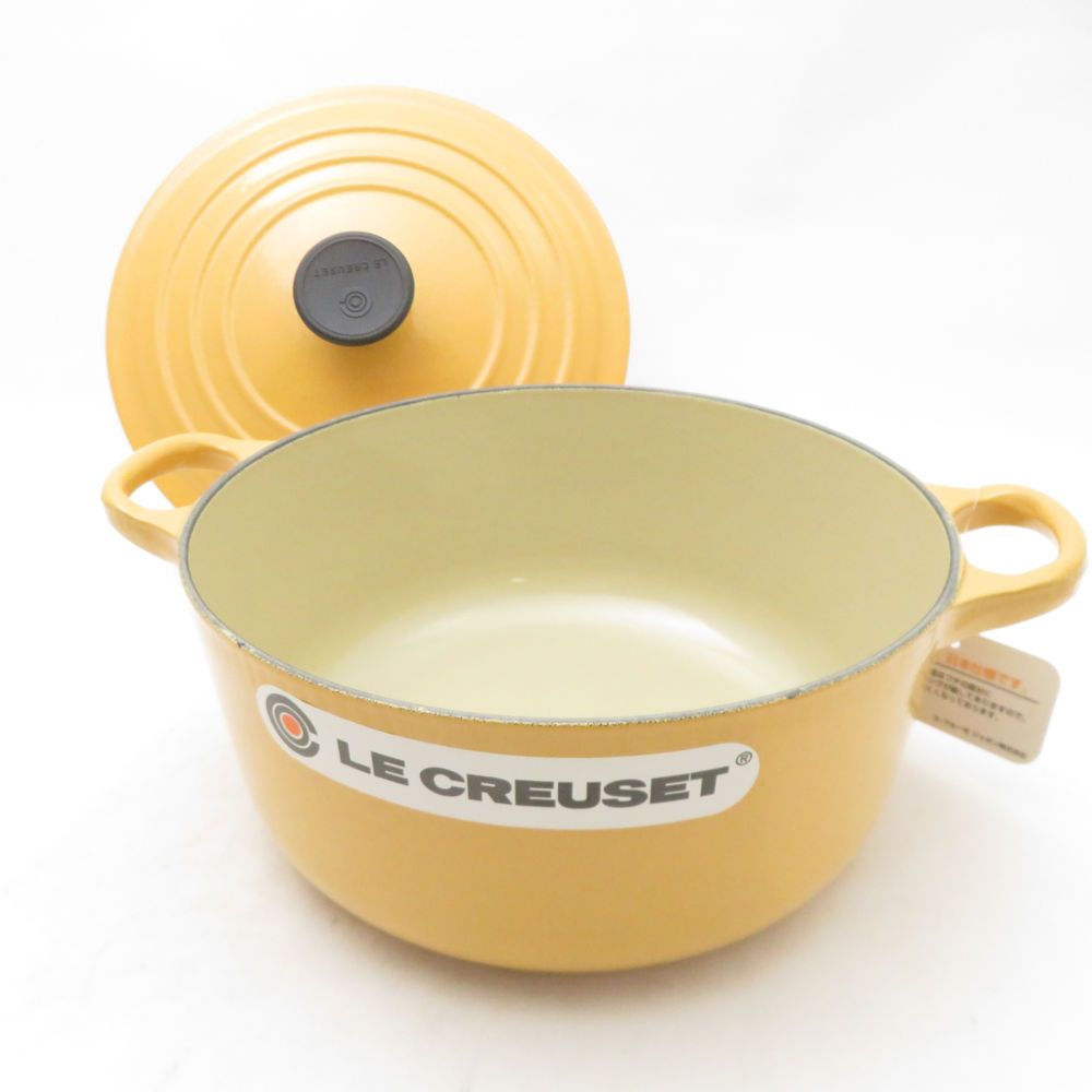 未使用 Le Creuset ルクルーゼ ココットロンド 両手鍋 サフラン