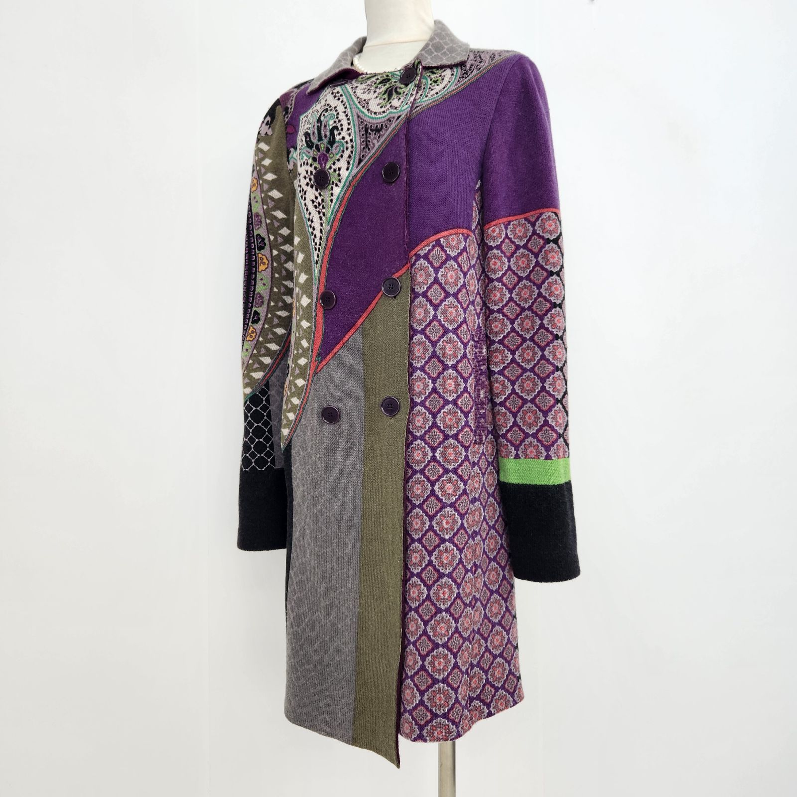 ETRO コート エトロ ペイズリー柄 ウール 上質 ダブルブレスト 42 