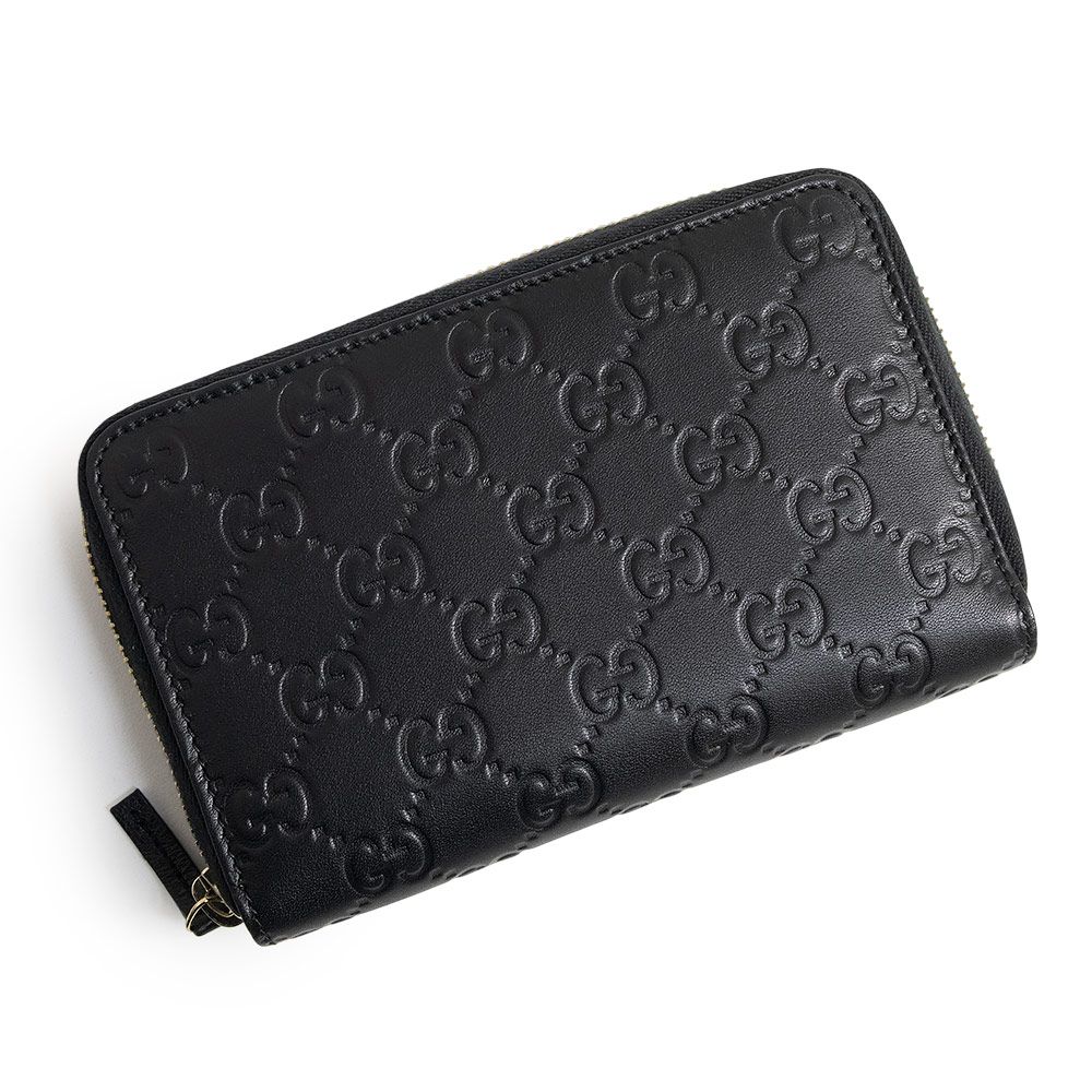 K.K 様先生　GUCCI シマ レザー ラウンドジップ 長財布 ブラック GG グッチ シマレザー ラウンドファスナー 長財布 ブラック GUCCI(グッチ