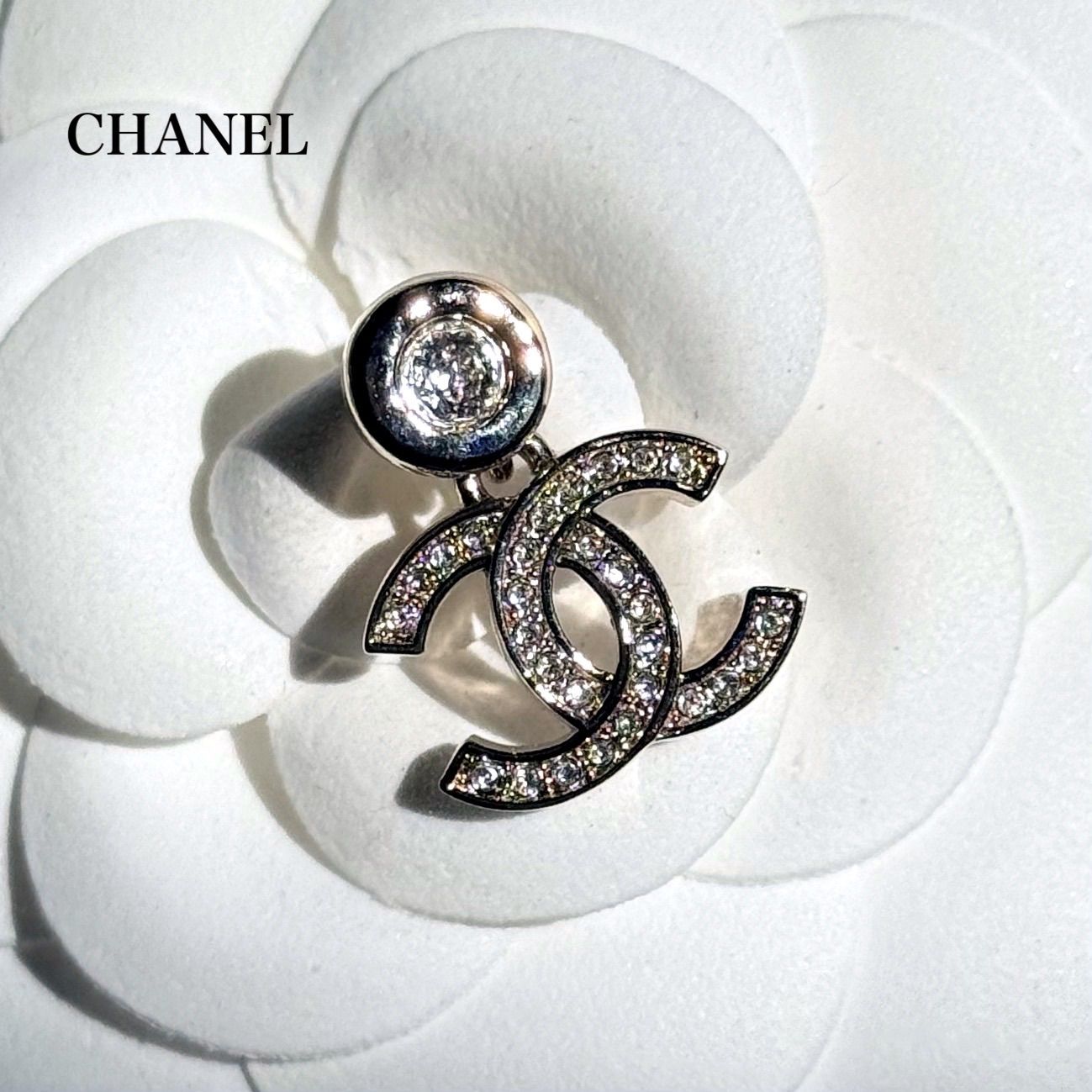 CHANEL シャネル ココマーク ストーンピアス 片耳用 スワロ シャンパン 