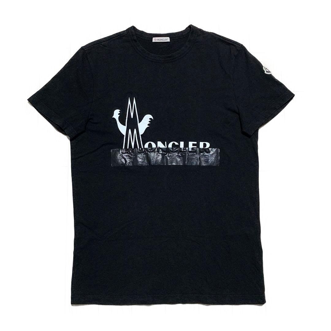 モンクレール Tシャツ ロゴ ワッペン ブラック S 国内正規品 3S722 