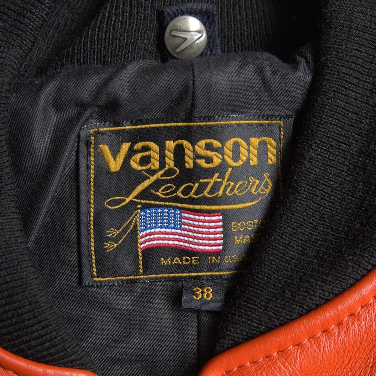美品】 VANSON 【TJV オールレザー スタジャン】38 ブラック オレンジ 