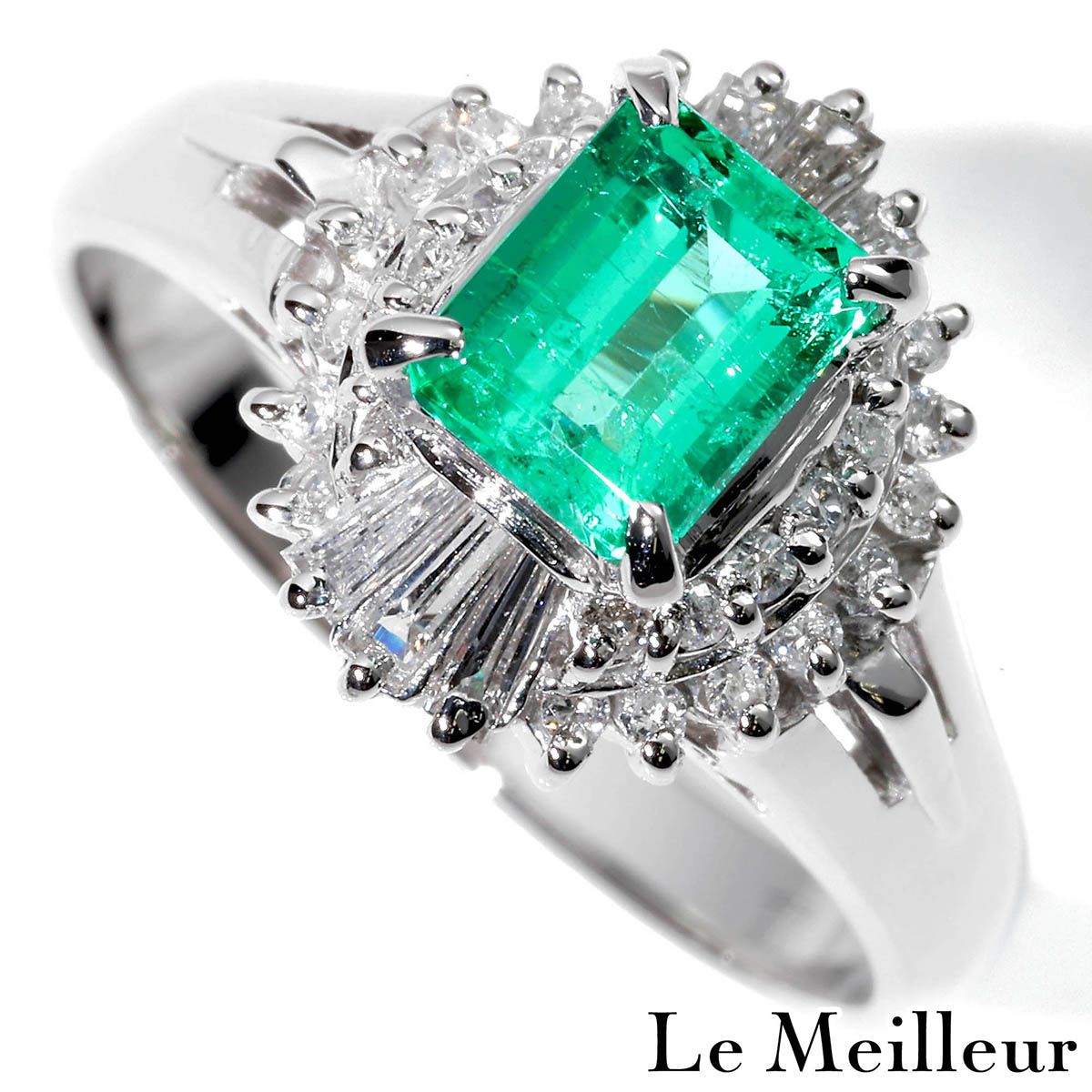 新品仕上済】 エメラルド 0.64ct ダイヤモンド 0.32ct プラチナ Pt900 