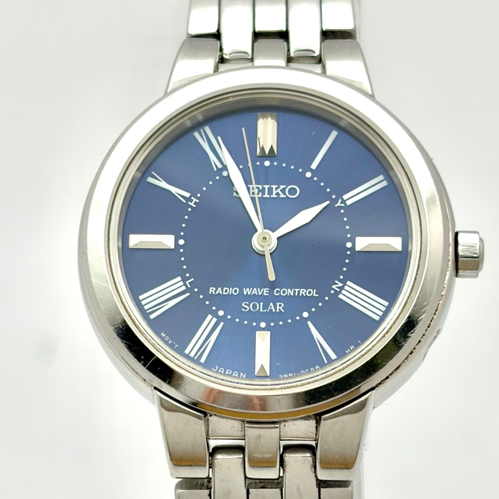 稼働】SEIKO セイコー 電波ソーラー レディース 腕時計 ネイビー 