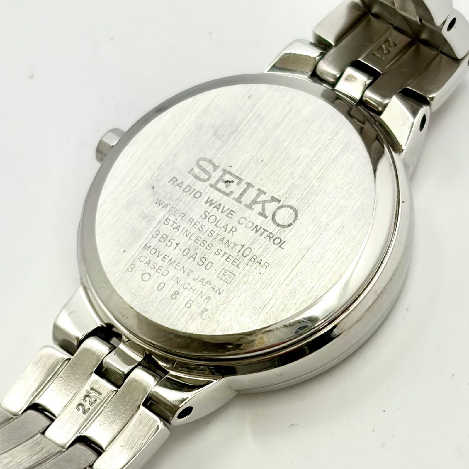 稼働】SEIKO セイコー 電波ソーラー レディース 腕時計 ネイビー 