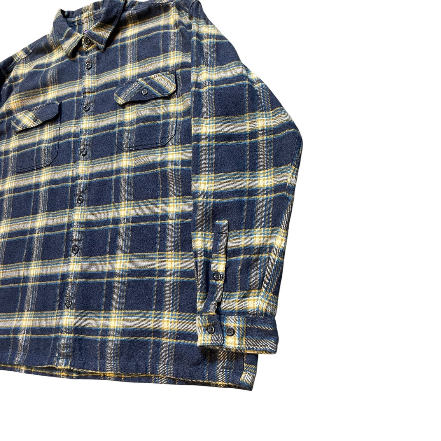 18s patagonia Fjord Flannel Shirt 紺黄白 XXL パタゴニア フィヨルド